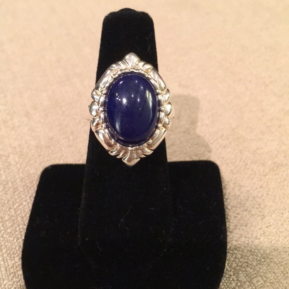 QVC Jewelry - QVC Sterling Silver Blue Lapis Scroll Ring